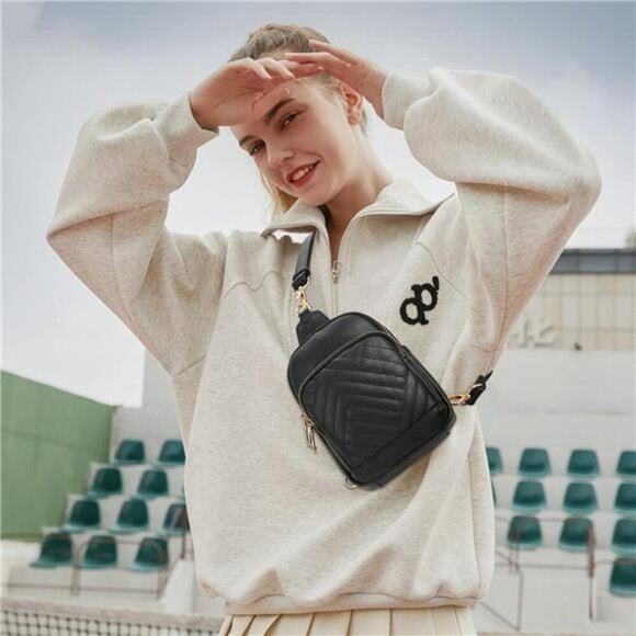 Telena Sling Bag Crossbody Fanny Pack Faux Leather Chest Bag Travel Purse - Picture 2 of 7